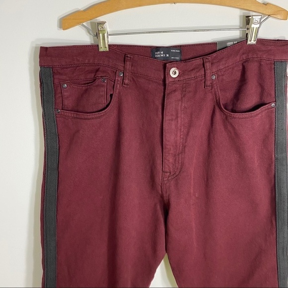 Zara Man Loose Fit Cropped Burgundy Jeans NWT 36 Red Men’s - Picture 8 of 9